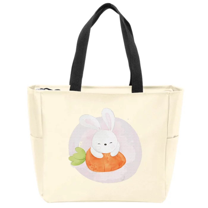 Easter Bunny Riding Dinosaur T Rex Easter Zip Tote Bag