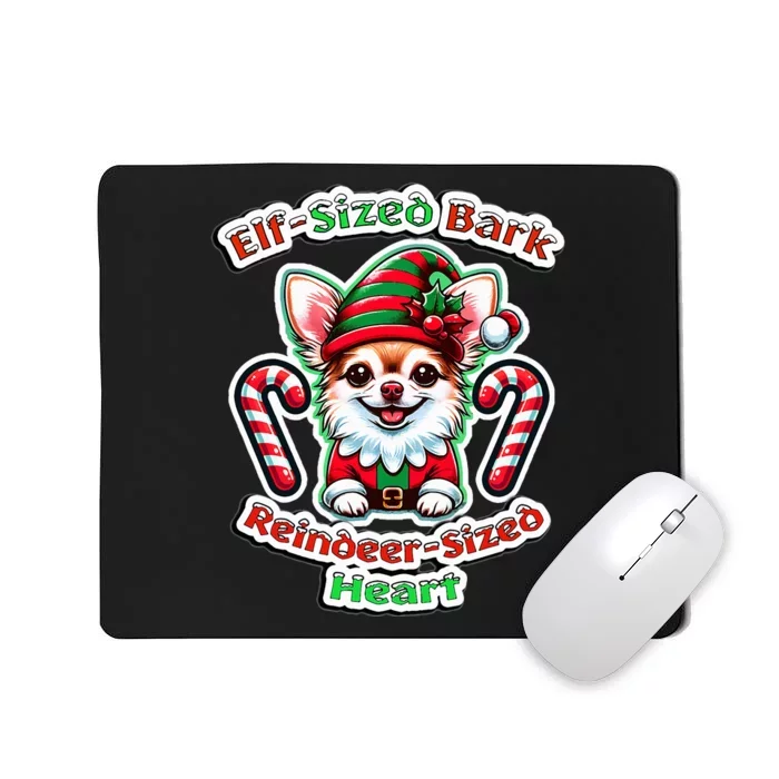 Elf-Sized Bark Reindeer Sized Heart Festive Chihuahua Mousepad