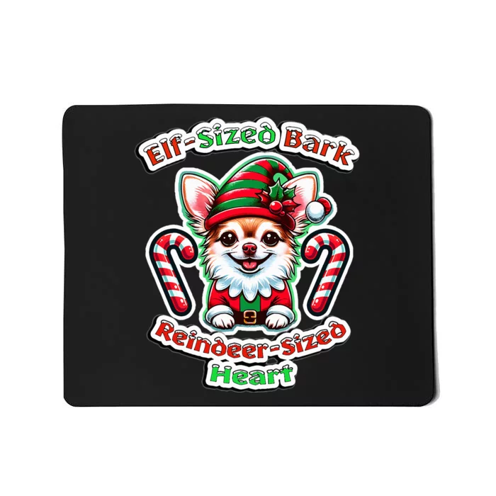 Elf-Sized Bark Reindeer Sized Heart Festive Chihuahua Mousepad