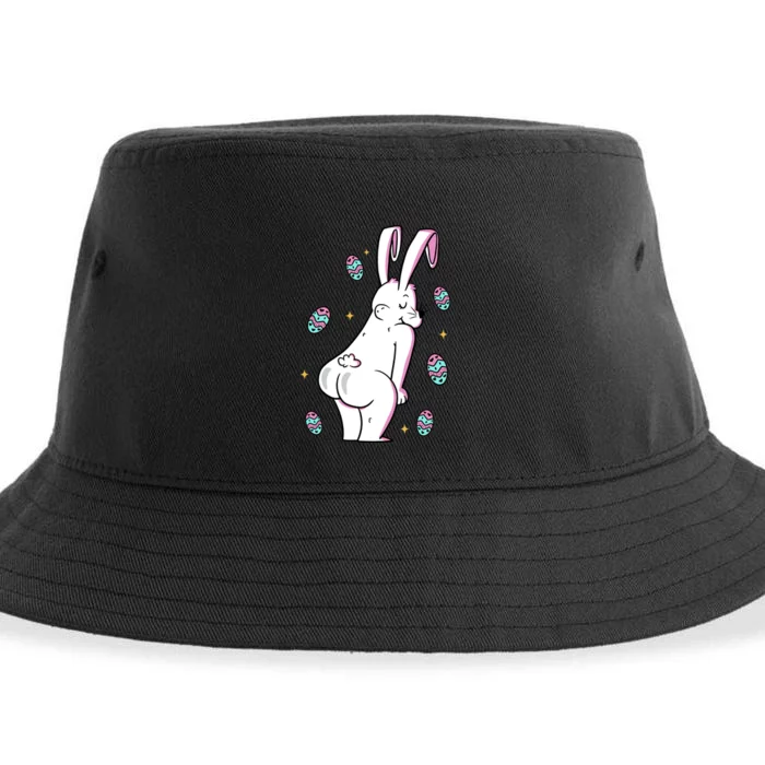 Easter Bunny Rabbit Butt Funny Colorful Eggs Sustainable Bucket Hat