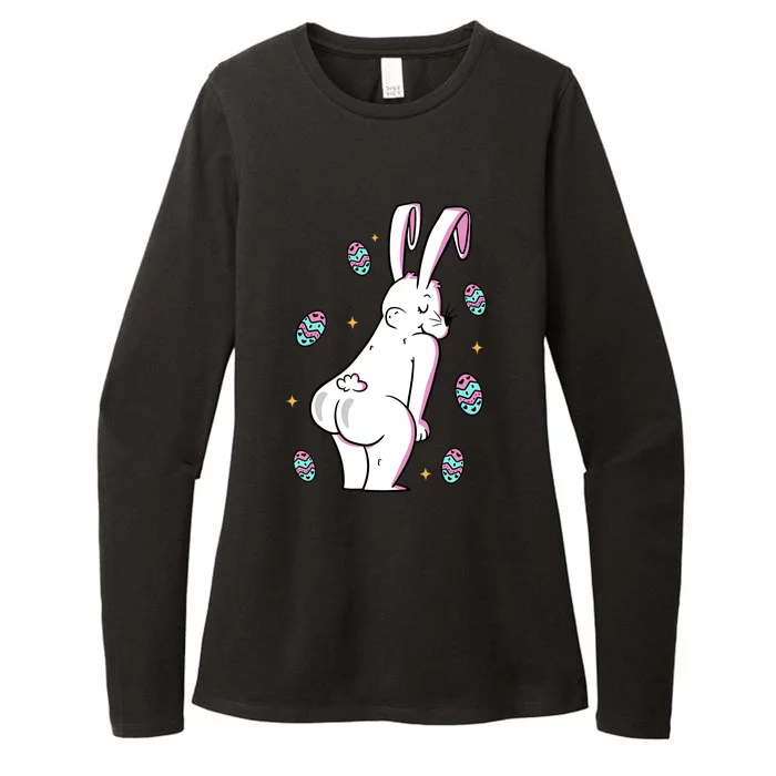 Easter Bunny Rabbit Butt Funny Colorful Eggs Womens CVC Long Sleeve Shirt