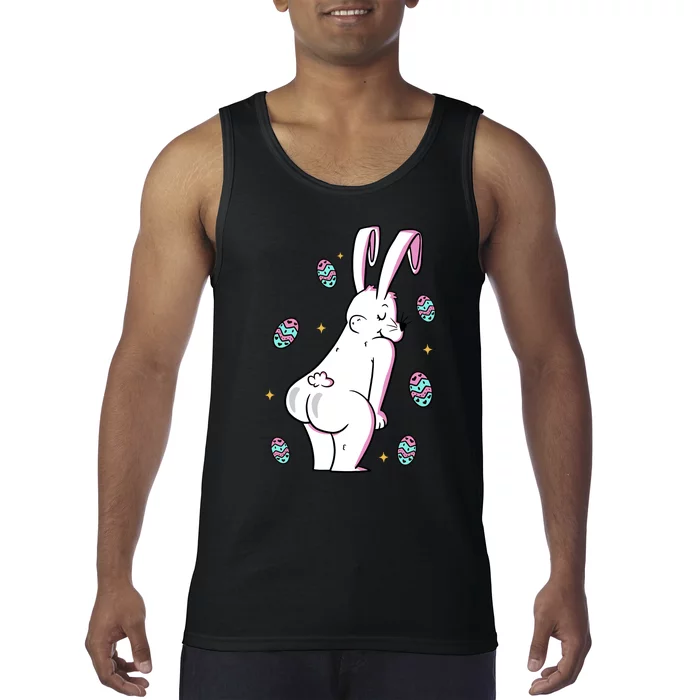 Easter Bunny Rabbit Butt Funny Colorful Eggs Tank Top