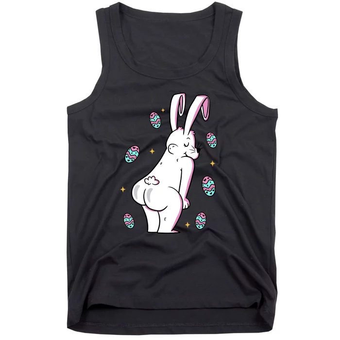 Easter Bunny Rabbit Butt Funny Colorful Eggs Tank Top