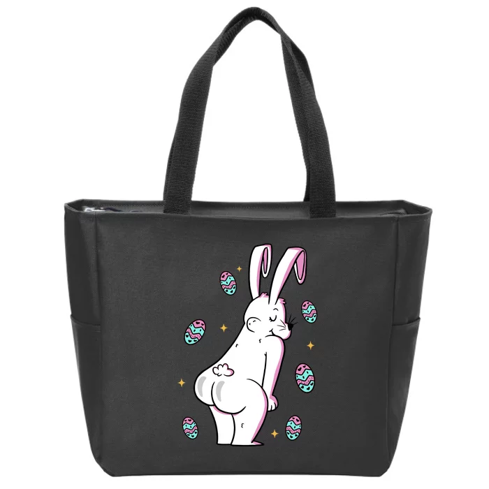 Easter Bunny Rabbit Butt Funny Colorful Eggs Zip Tote Bag