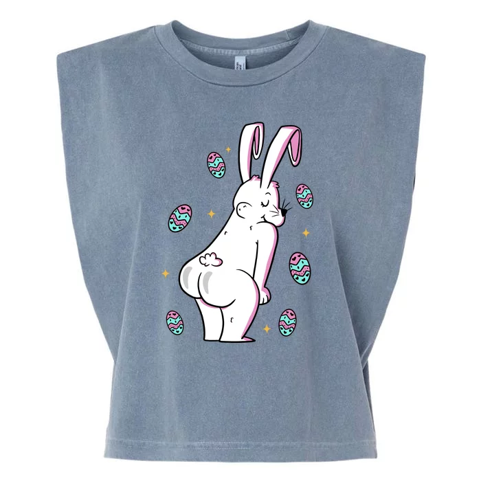 Easter Bunny Rabbit Butt Funny Colorful Eggs Garment-Dyed Women's Muscle Tee