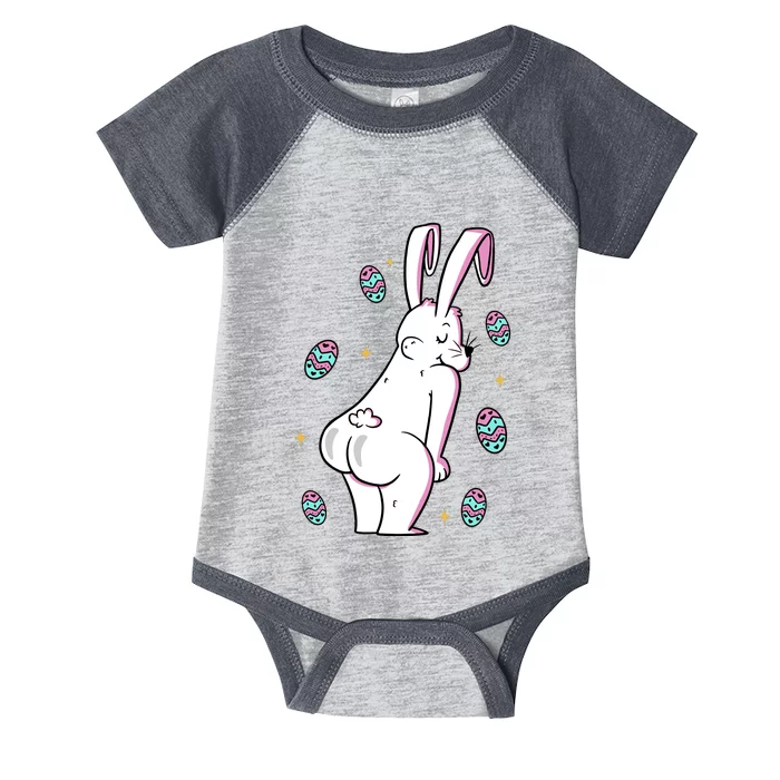 Easter Bunny Rabbit Butt Funny Colorful Eggs Infant Baby Jersey Bodysuit