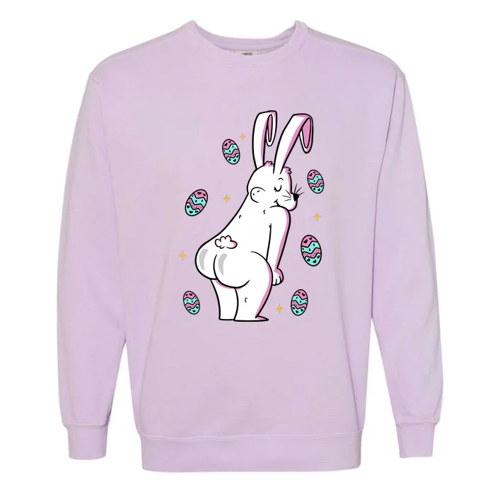 Easter Bunny Rabbit Butt Funny Colorful Eggs Garment-Dyed Sweatshirt