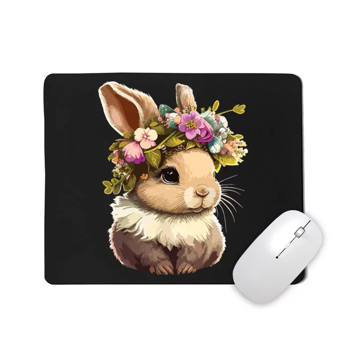 Easter Bunny Rabbit Women Happy Bunny Flower Graphic Girl Mousepad