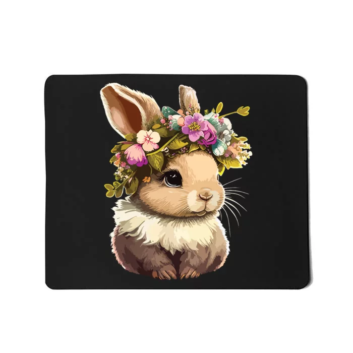 Easter Bunny Rabbit Women Happy Bunny Flower Graphic Girl Mousepad