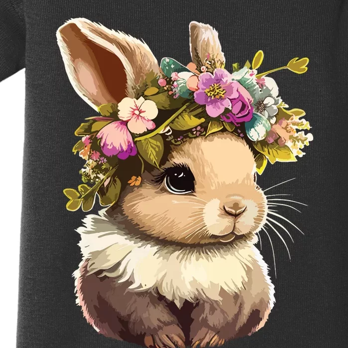 Easter Bunny Rabbit Women Happy Bunny Flower Graphic Girl Baby Bodysuit