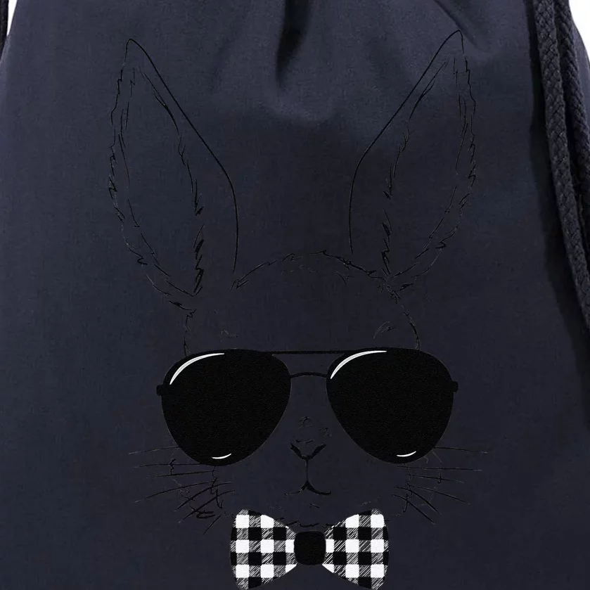 Easter Bunny Rabbit With Glasses Easter Day Drawstring Bag