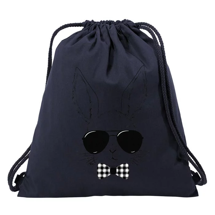 Easter Bunny Rabbit With Glasses Easter Day Drawstring Bag