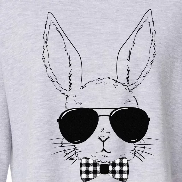 Easter Bunny Rabbit With Glasses Easter Day Cropped Pullover Crew