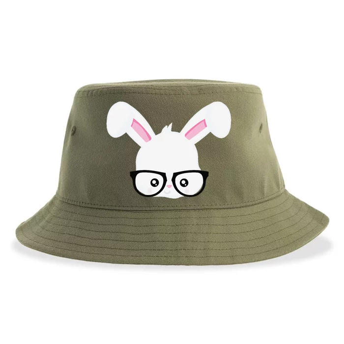 Easter Bunny Rabbit Pink Glasses Funny Nerdy Gift Sustainable Bucket Hat