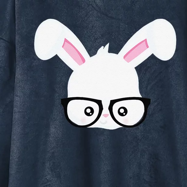 Easter Bunny Rabbit Pink Glasses Funny Nerdy Gift Hooded Wearable Blanket