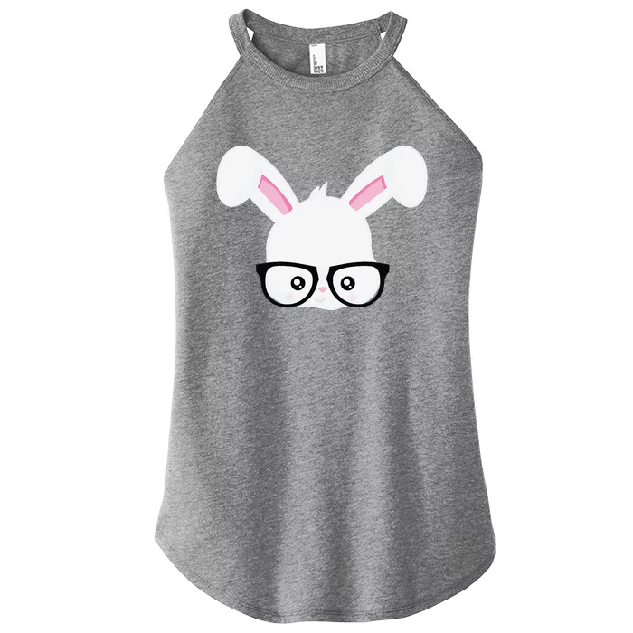 Easter Bunny Rabbit Pink Glasses Funny Nerdy Gift Women’s Perfect Tri Rocker Tank