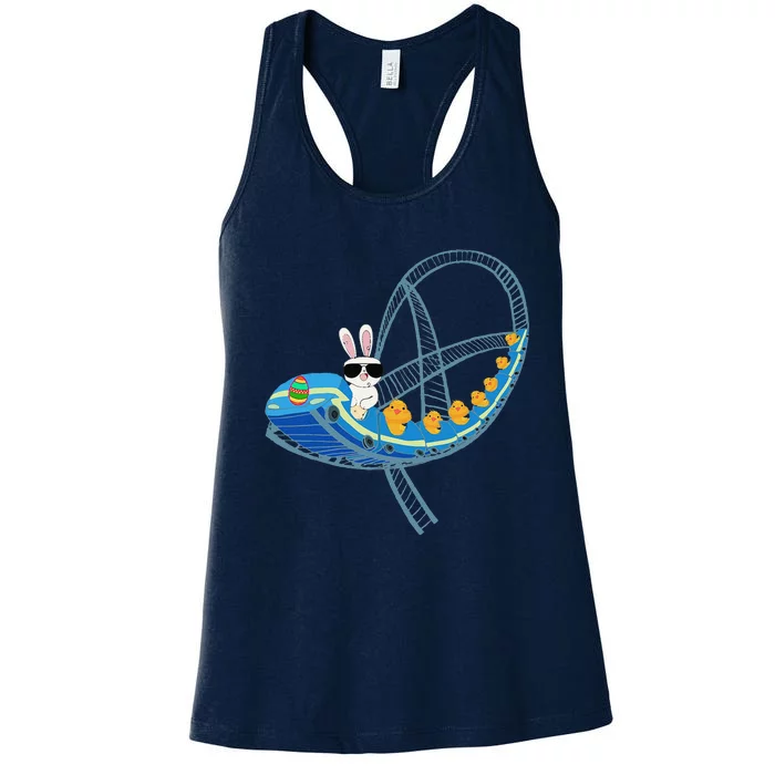 Easter Bunny Rabbit Roller Coaster Theme Park Ride Women's Racerback Tank