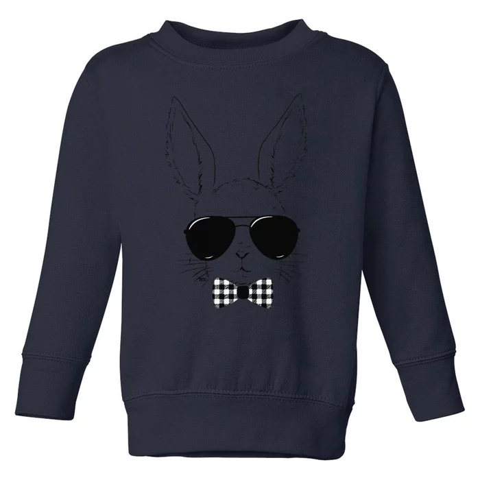 Easter Bunny Rabbit With Glasses Easter Day Toddler Sweatshirt