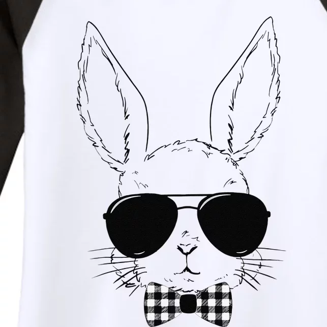 Easter Bunny Rabbit With Glasses Easter Day Women's Tri-Blend 3/4-Sleeve Raglan Shirt