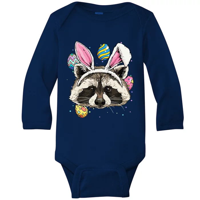 Easter Bunny Raccoon Lover Funny Easter Raccoon Baby Long Sleeve Bodysuit