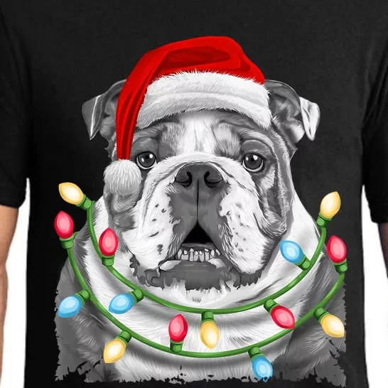 English Bulldog Santa Christmas Tree Lights Xmas Dog Cool Gift Pajama Set