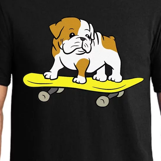 English Bulldog Skateboarding Dog Skater Bulldog Pajama Set