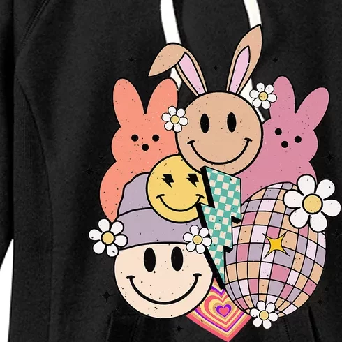 Easter Bunny Smile Face Groovy Easter Day Women's Fleece Hoodie