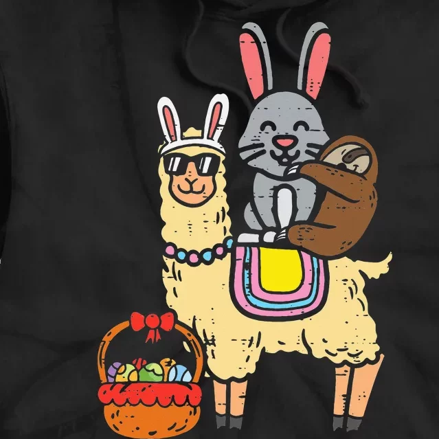 Easter Bunny Sloth On Llama Eggs Cute Alpaca Tie Dye Hoodie