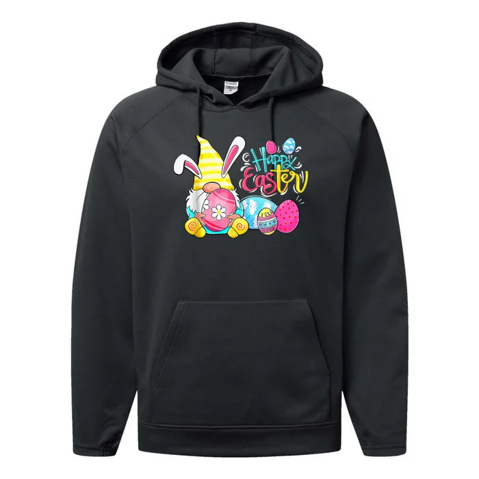 Easter Bunny Spring Gnome Easter Egg Hunting And Basket Performance Fleece Hoodie