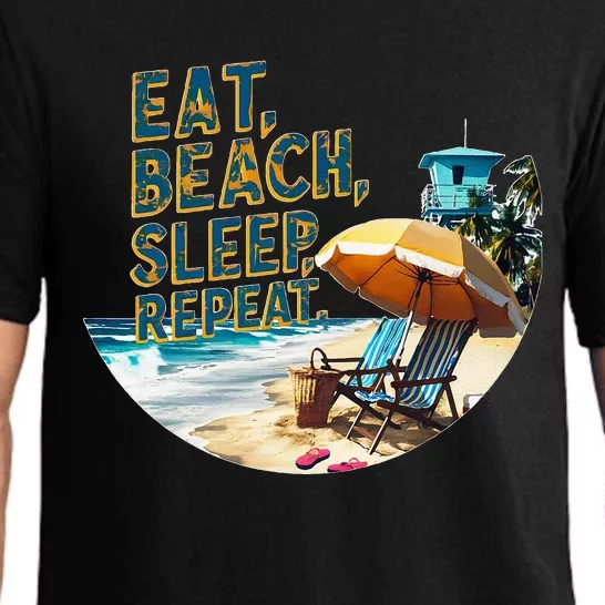 Eat Beach Sleep Repeat Sea Humorous Beach Pajama Set