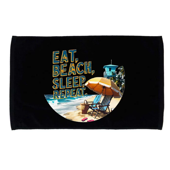 Eat Beach Sleep Repeat Sea Humorous Beach Microfiber Hand Towel