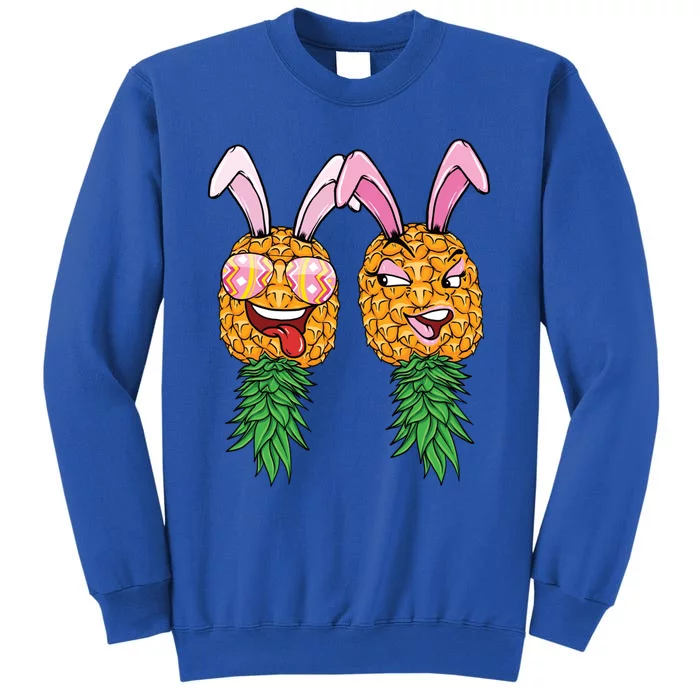 Easter Bunny Swinger Couple Upside Down Pineapple Gift Tall Sweatshirt