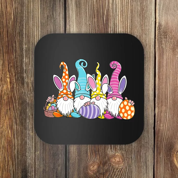 Easter Bunny Spring Gnome Easter Egg Hunting And Basket Gift Coaster