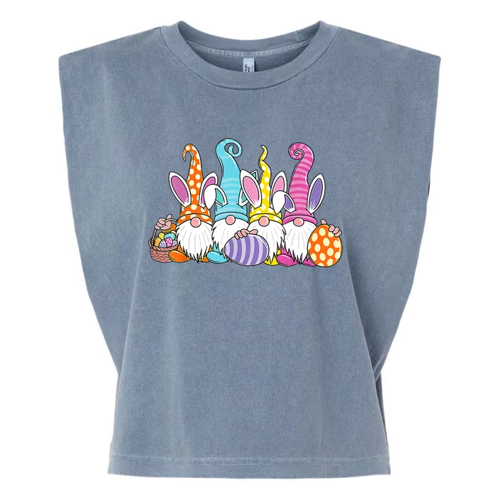 Easter Bunny Spring Gnome Easter Egg Hunting And Basket Gift Garment-Dyed Women's Muscle Tee