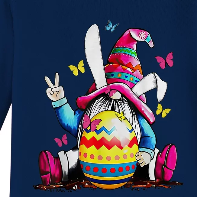 Easter Bunny Spring Gnome Easter Egg Hunting And Basket Baby Long Sleeve Bodysuit