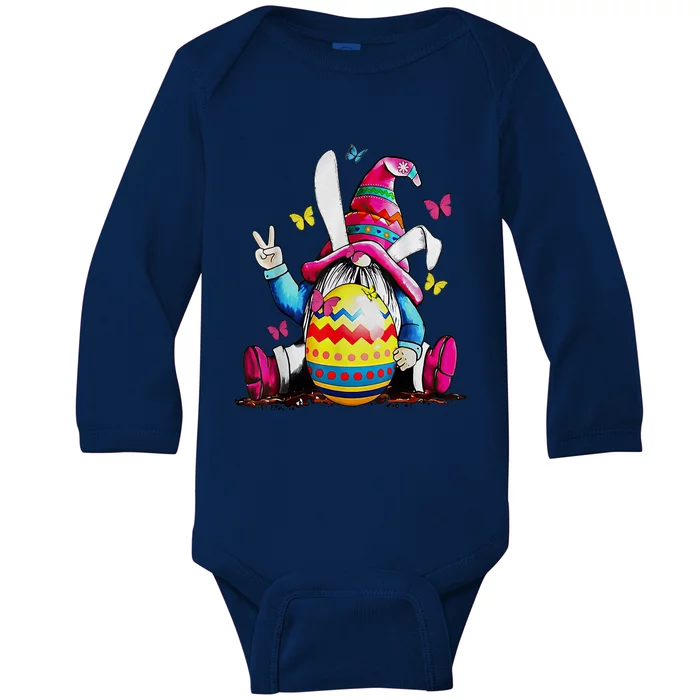 Easter Bunny Spring Gnome Easter Egg Hunting And Basket Baby Long Sleeve Bodysuit