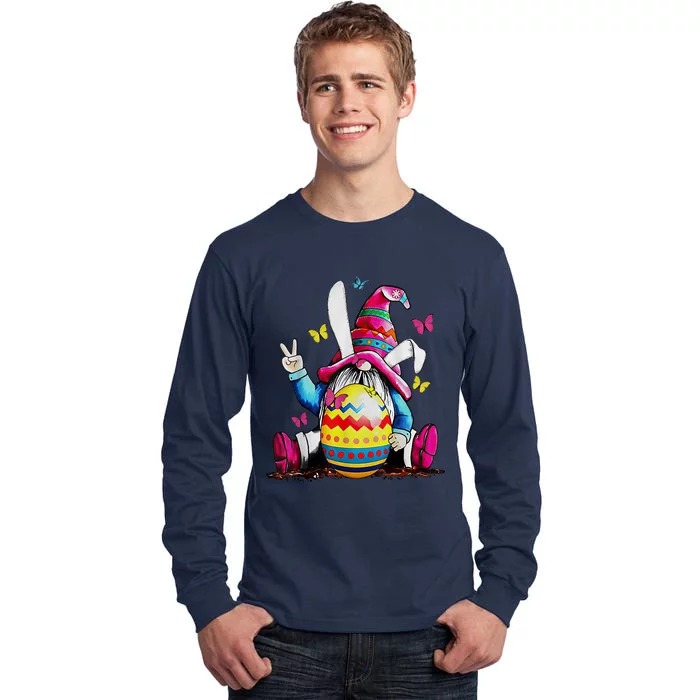 Easter Bunny Spring Gnome Easter Egg Hunting And Basket Tall Long Sleeve T-Shirt