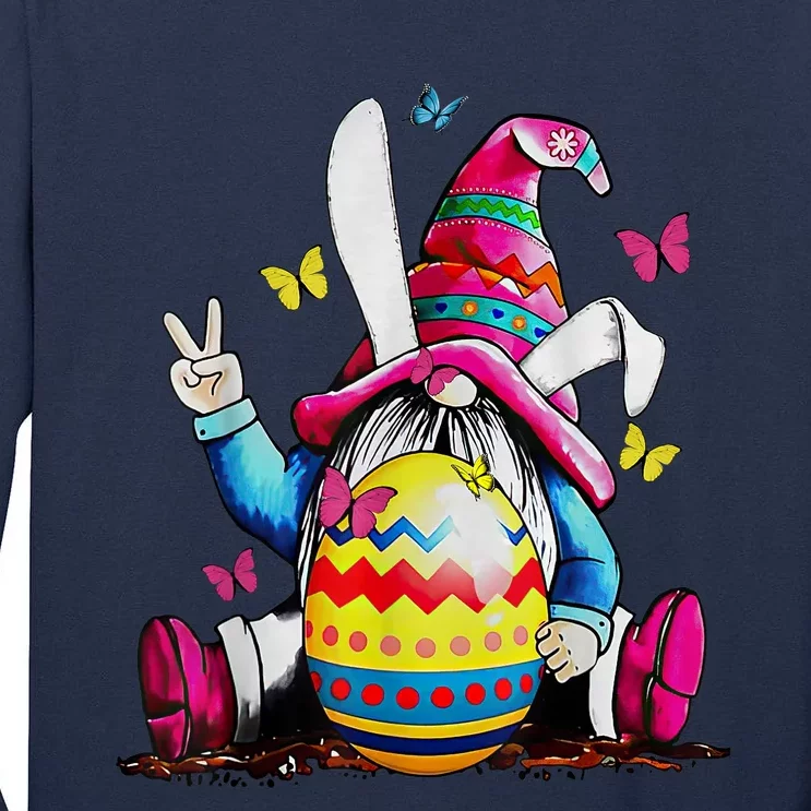 Easter Bunny Spring Gnome Easter Egg Hunting And Basket Tall Long Sleeve T-Shirt