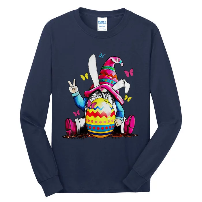 Easter Bunny Spring Gnome Easter Egg Hunting And Basket Tall Long Sleeve T-Shirt