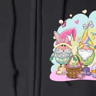 Easter Bunny Spring Gnome Egg Hunt Cute Basket Full Zip Hoodie