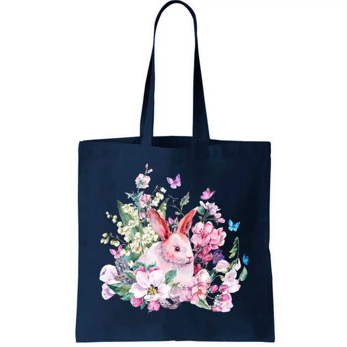 Easter Bunny Spring Flower Tote Bag