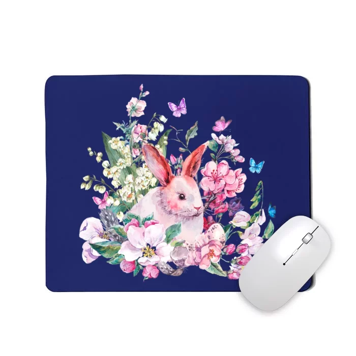 Easter Bunny Spring Flower Mousepad