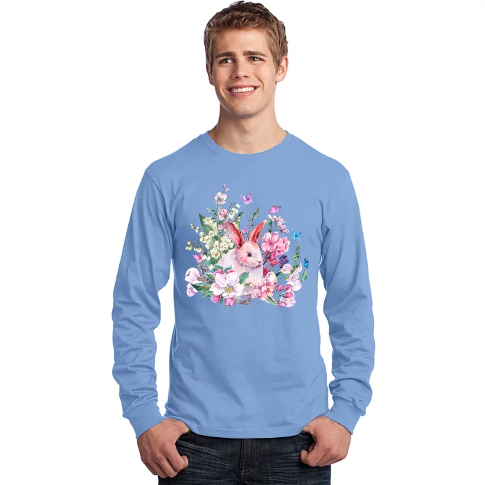 Easter Bunny Spring Flower Long Sleeve Shirt