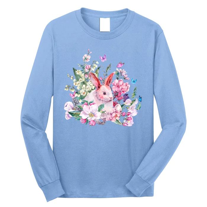 Easter Bunny Spring Flower Long Sleeve Shirt