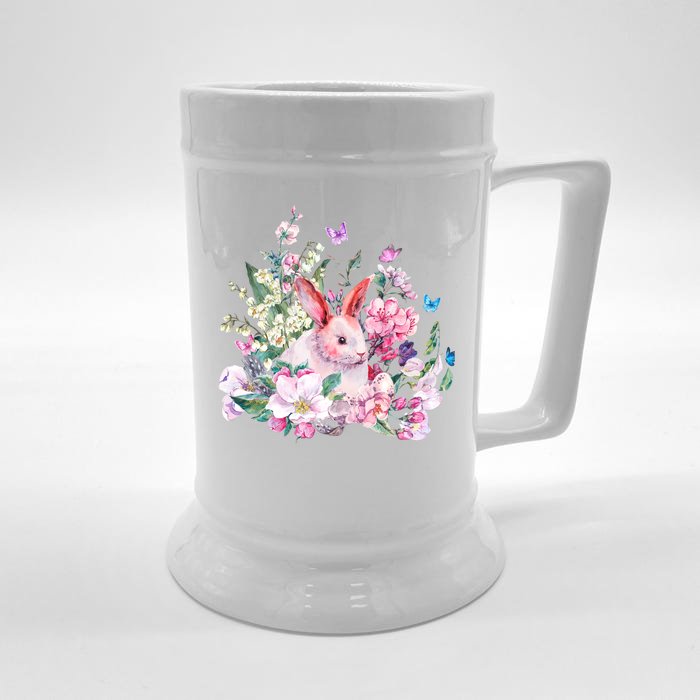 Easter Bunny Spring Flower Front & Back Beer Stein