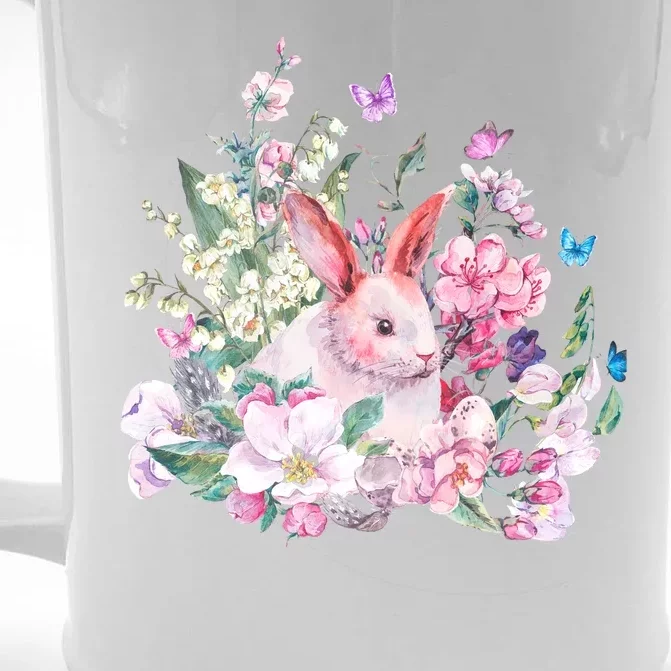 Easter Bunny Spring Flower Front & Back Beer Stein