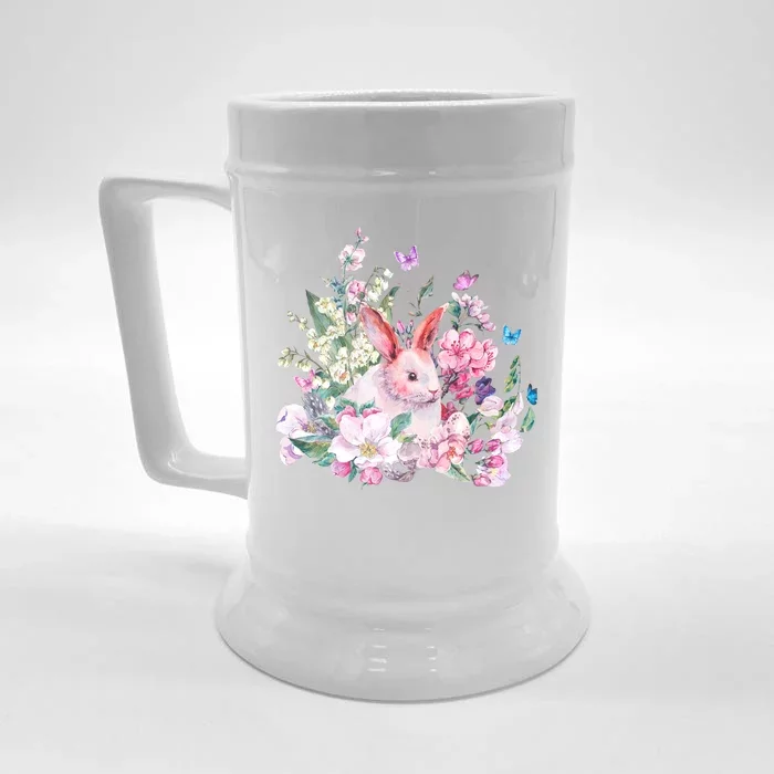 Easter Bunny Spring Flower Front & Back Beer Stein