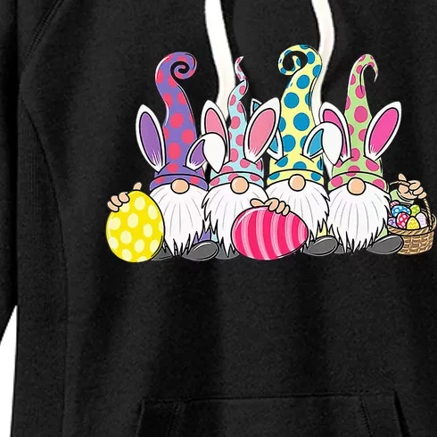 Easter Bunny Spring Cute Gnome Easter Egg Hunting And Basket Women's Fleece Hoodie