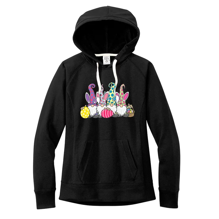 Easter Bunny Spring Cute Gnome Easter Egg Hunting And Basket Women's Fleece Hoodie