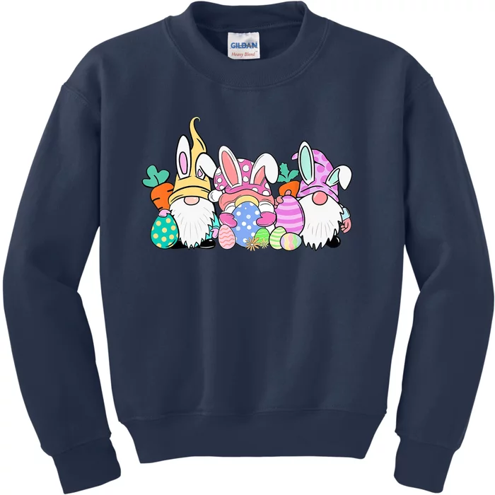 Easter Bunny Spring Gnome Easter Egg Hunting And Basket Gift Kids Sweatshirt